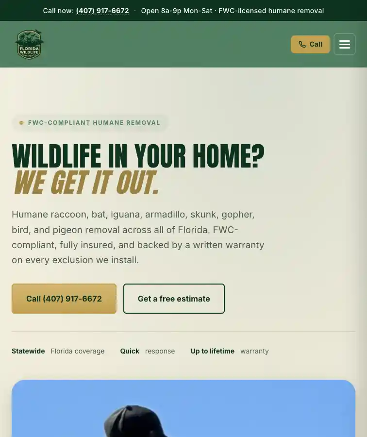 Florida Wildlife Specialists new site, desktop