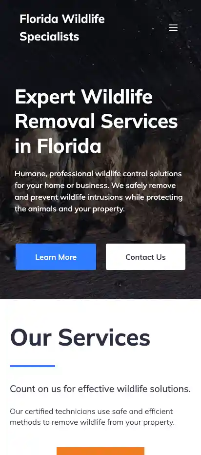 Florida Wildlife Specialists old site, mobile