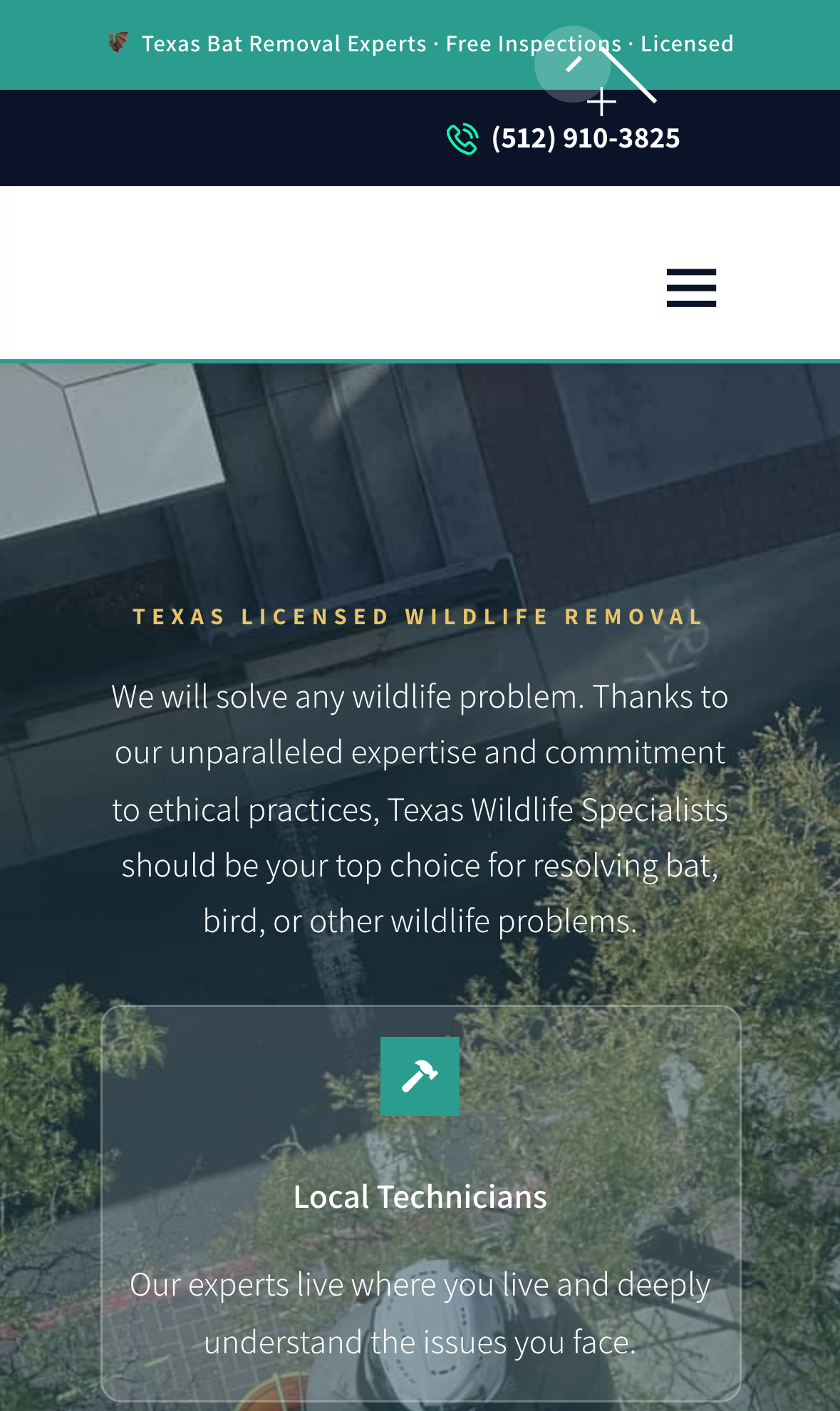 Texas Wildlife Specialists old site, mobile