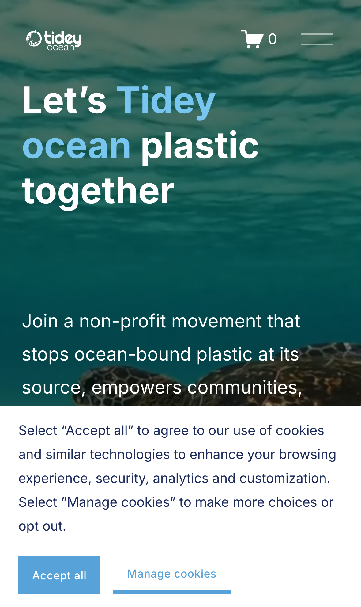 Tidey Ocean Foundation old site, mobile