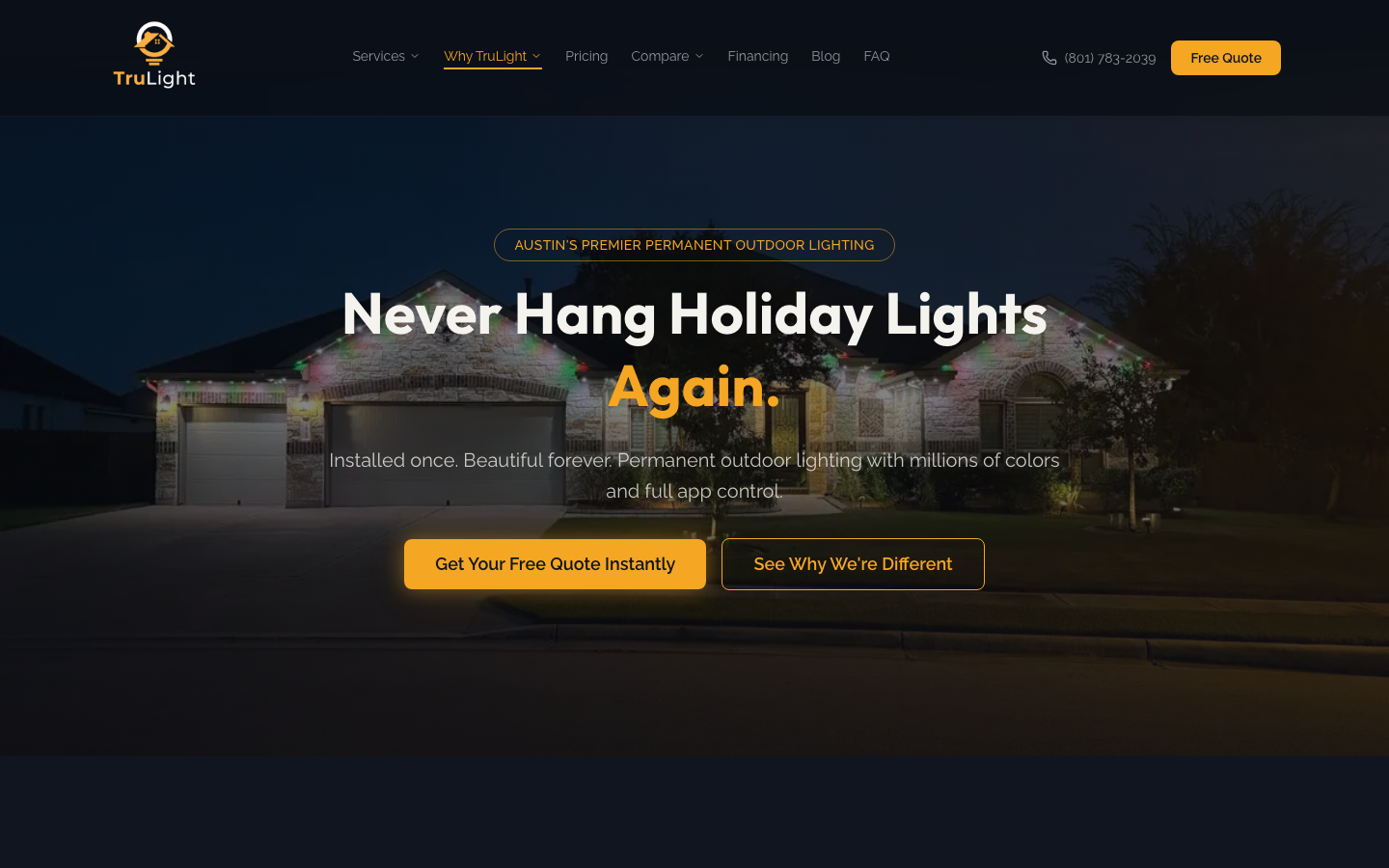 TruLight Austin new site, desktop