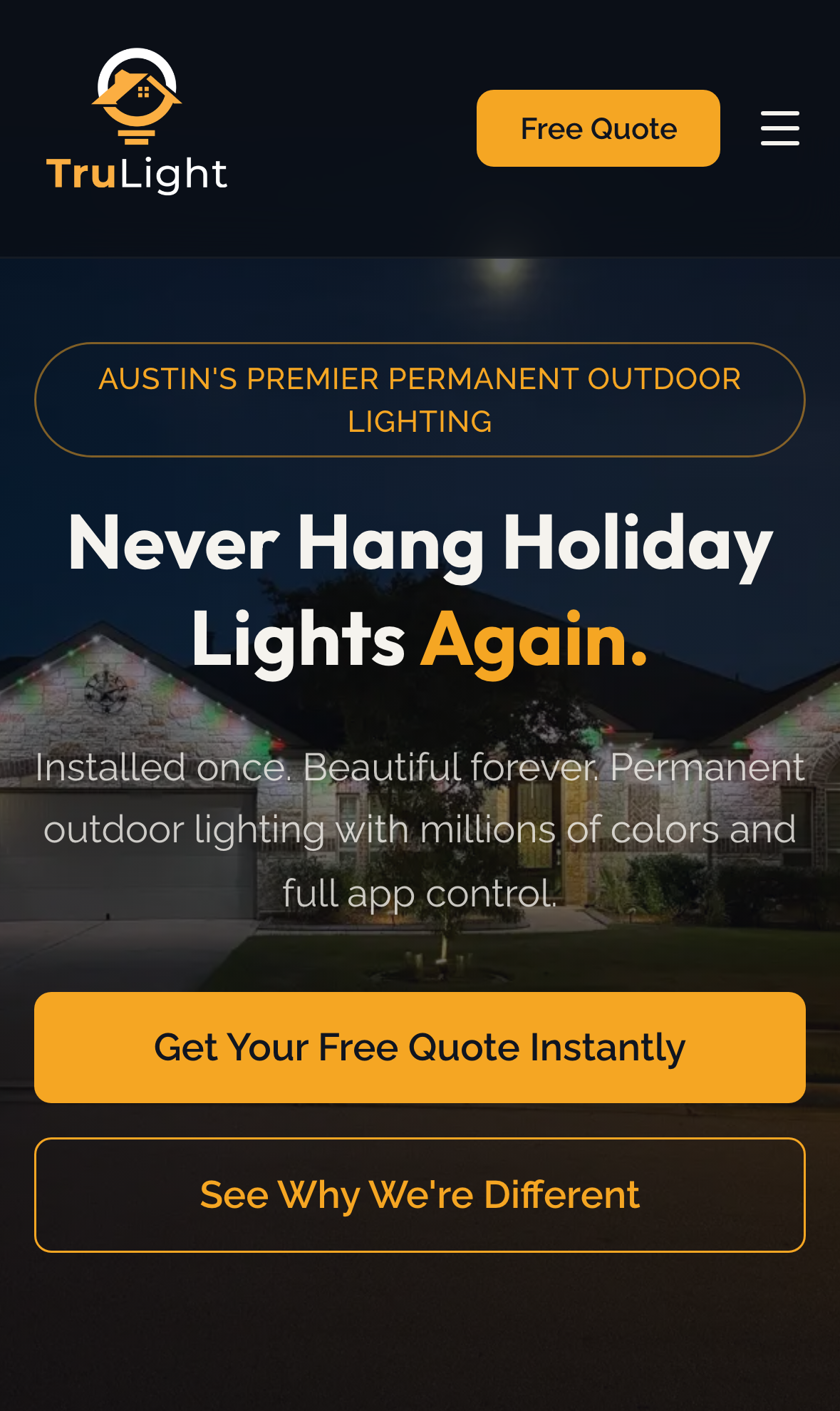 TruLight Austin new site, mobile