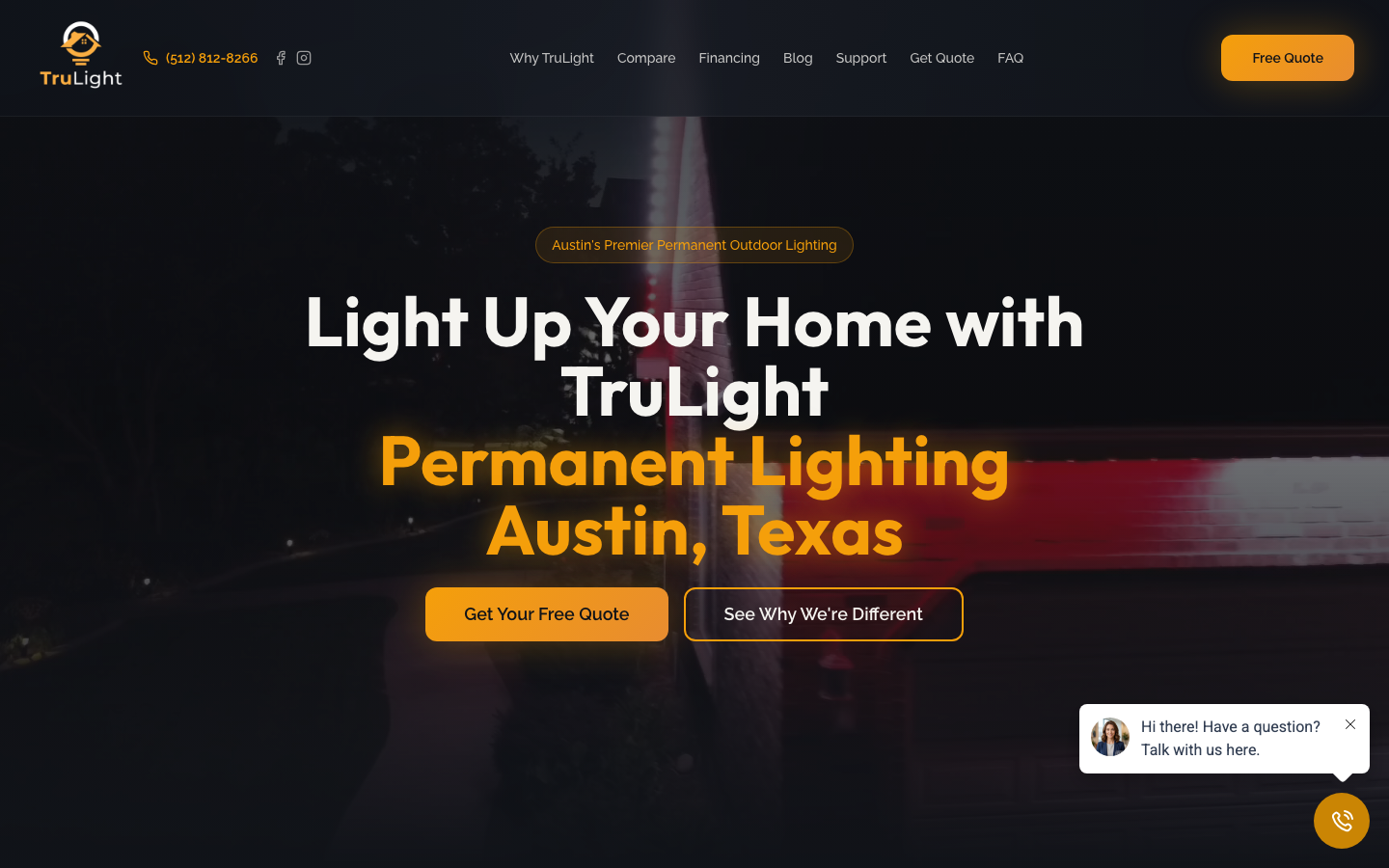TruLight Austin old site, desktop