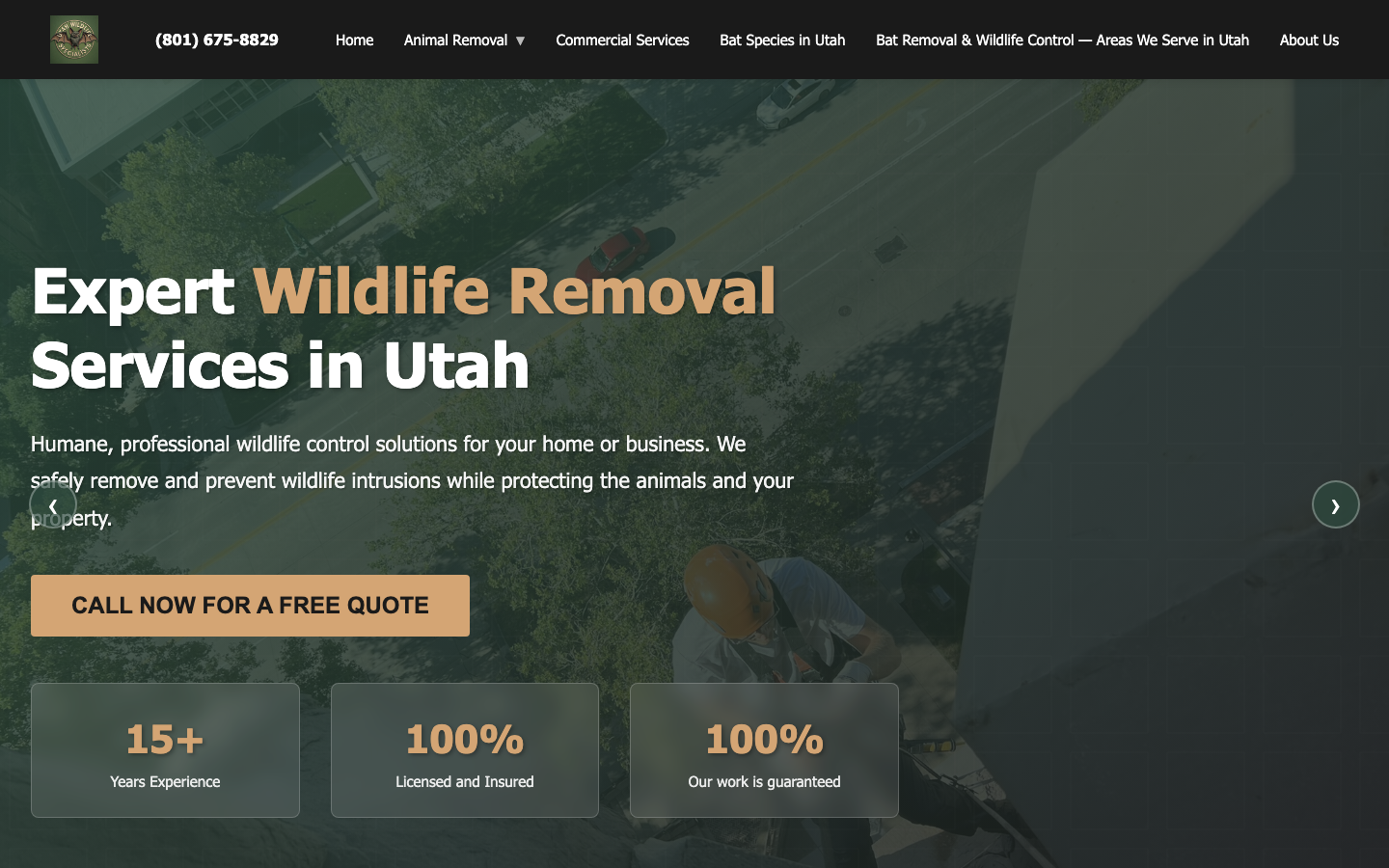 Utah Wildlife Specialists old site, desktop