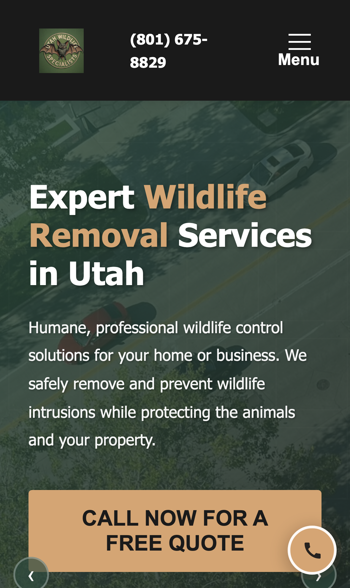 Utah Wildlife Specialists old site, mobile